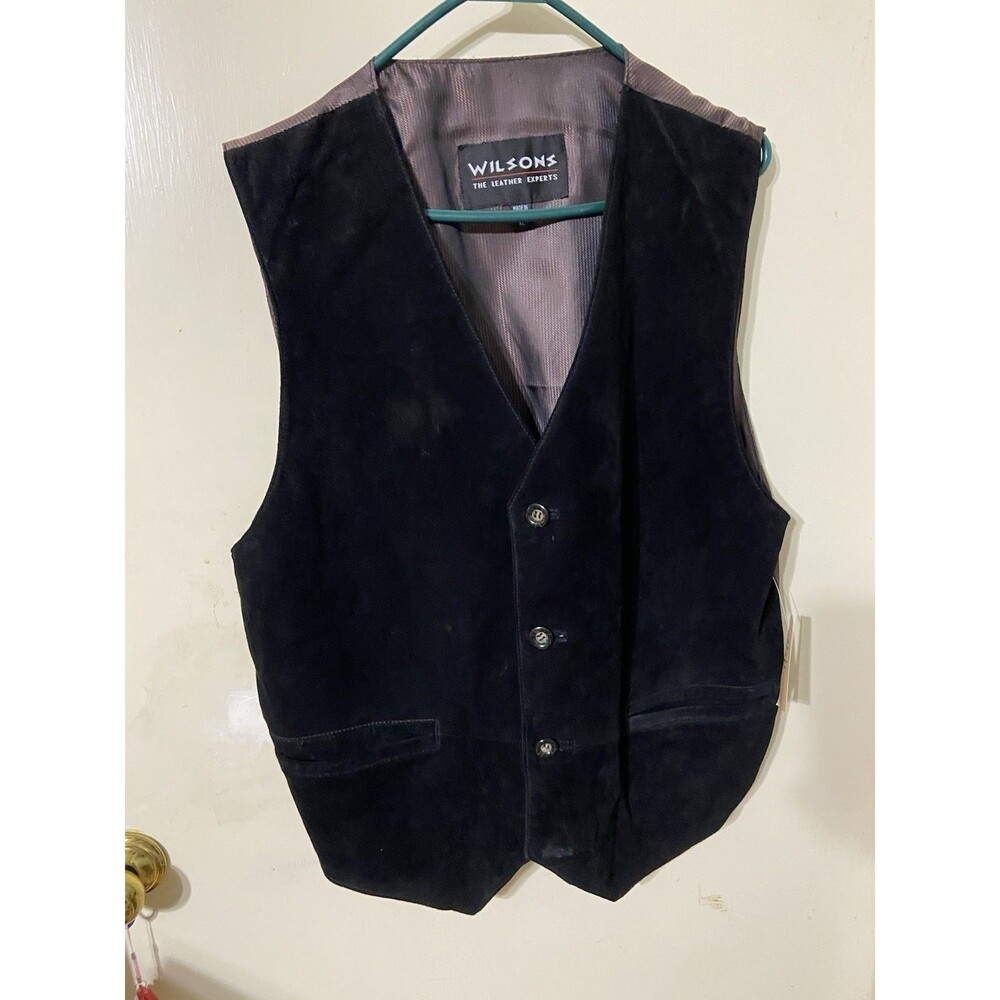 Wilsons Leather Suede Lined Vest Men Button Up Pockets XL NWT